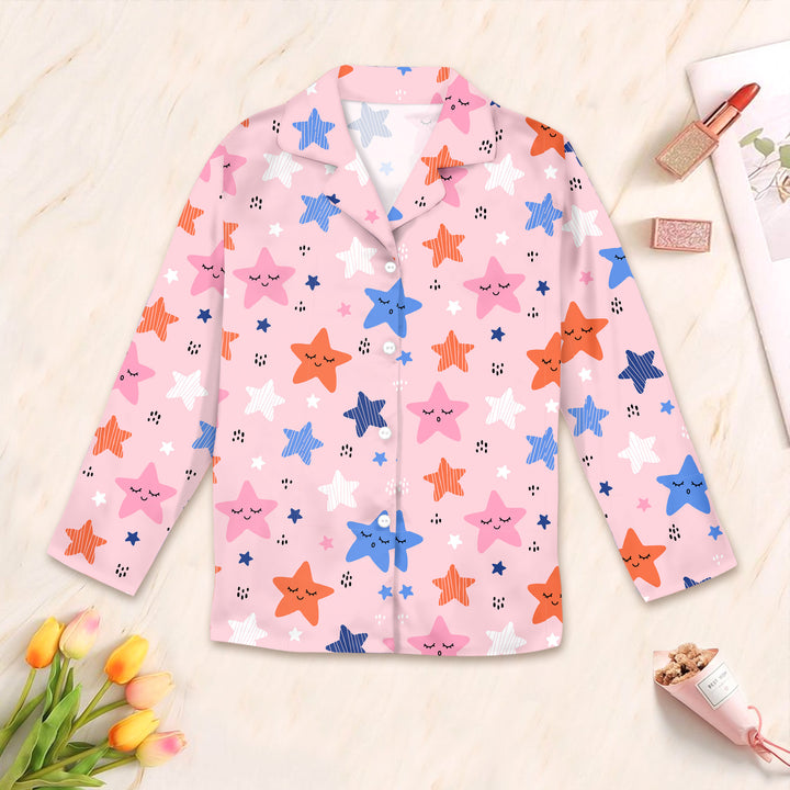 Pink Stars Bamboo Outfit for Women – Elegant and Cozy