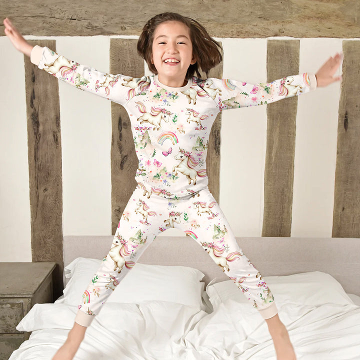 Beige Unicorn Bamboo Outfit for Kids – Whimsical and Comfy