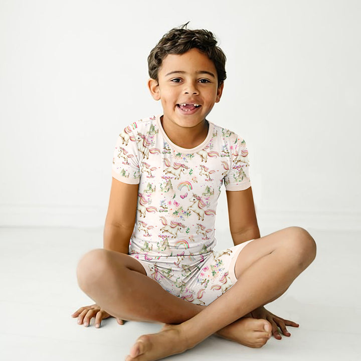 Beige Unicorn Bamboo Outfit for Kids – Whimsical and Comfy
