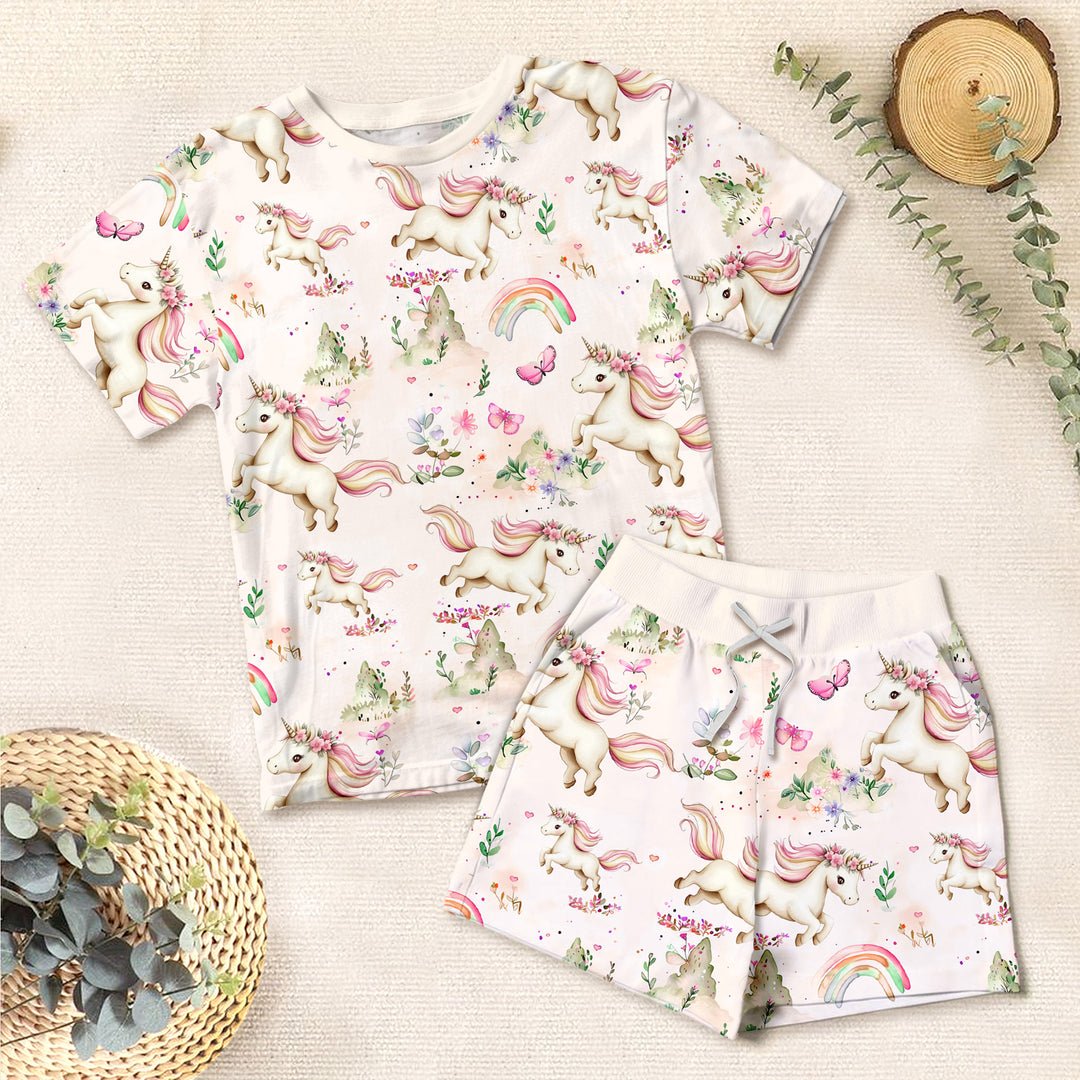 Beige Unicorn Bamboo Outfit for Kids – Whimsical and Comfy