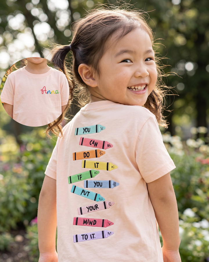 Custom Name Color Your Mind Embroidered Bamboo Crewneck T-Shirt