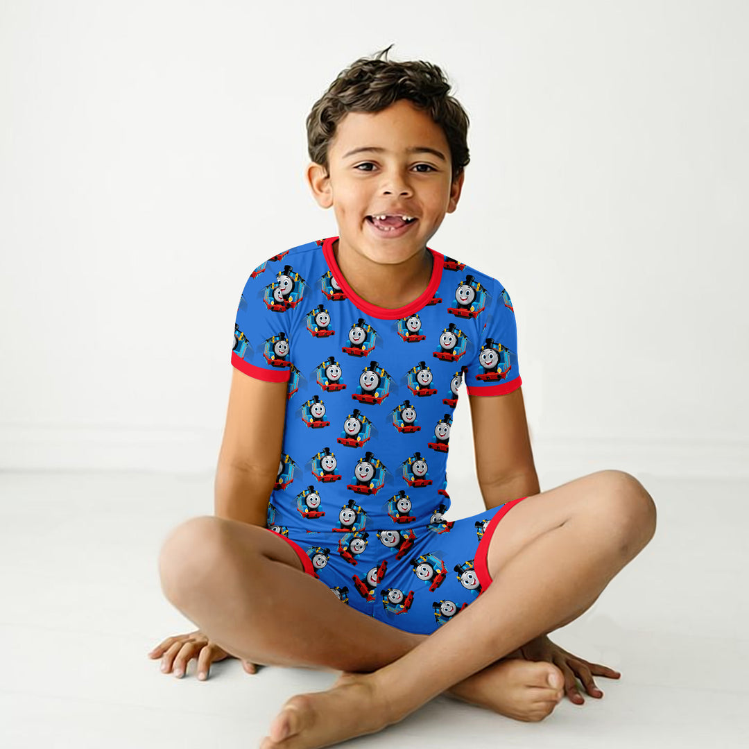 Blue Train Bamboo Outfit for Kids – Fun and Comfy for Every Stop
