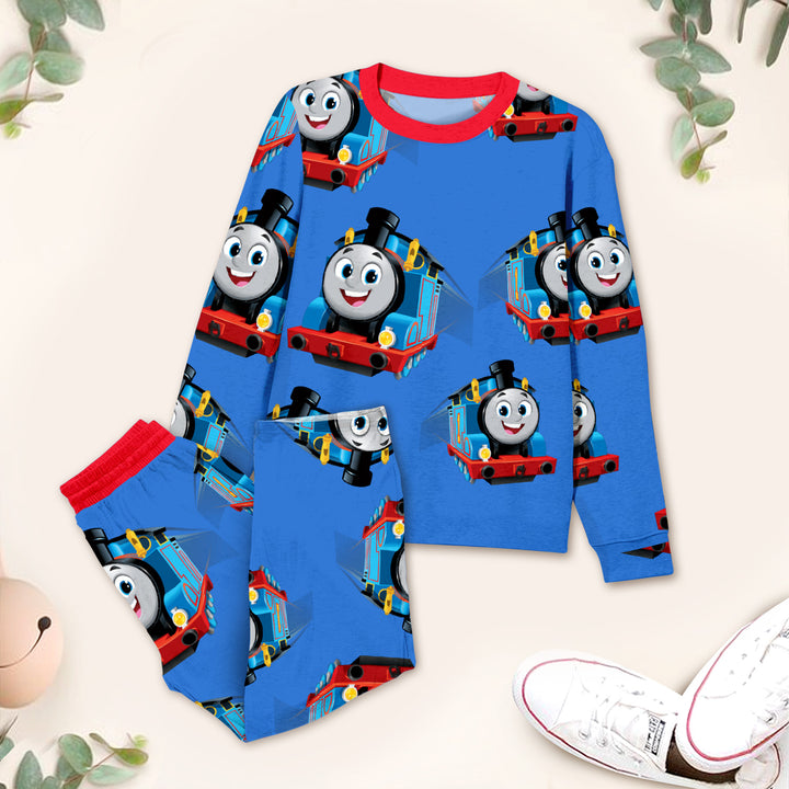 Blue Train Bamboo Outfit for Kids – Fun and Comfy for Every Stop