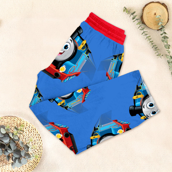Blue Train Bamboo Outfit for Kids – Fun and Comfy for Every Stop