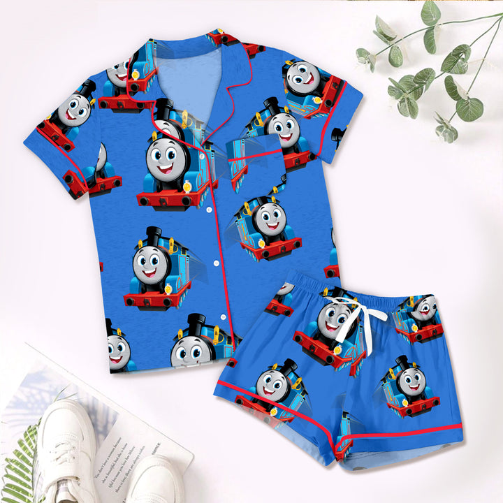 Blue Train Bamboo Outfit for Kids – Fun and Comfy for Every Stop