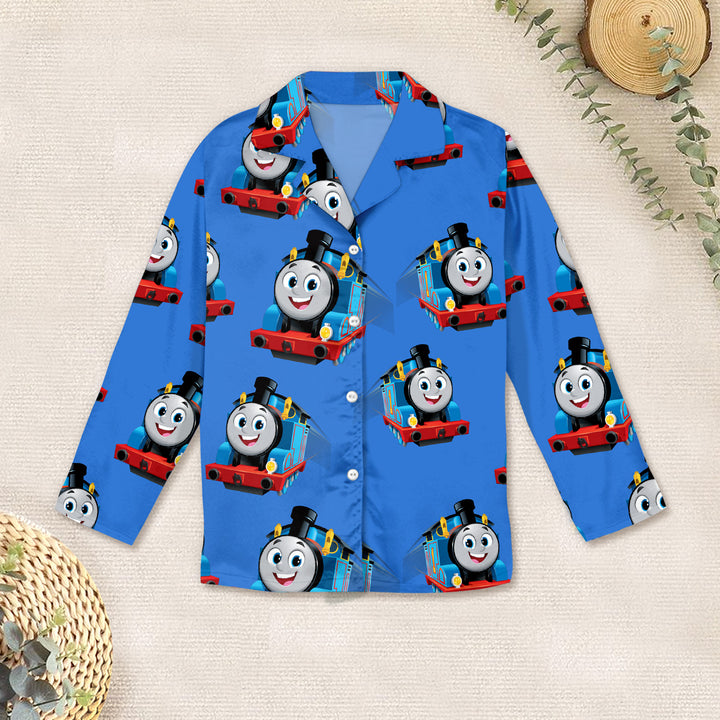 Blue Train Bamboo Outfit for Kids – Fun and Comfy for Every Stop