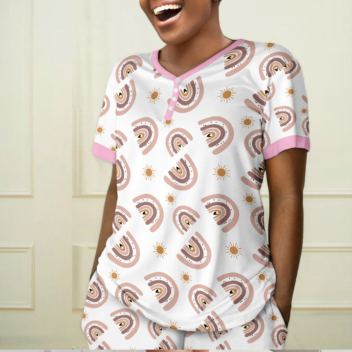 Pink Rainbow Bamboo Outfit for Women – Cheerful and Cozy