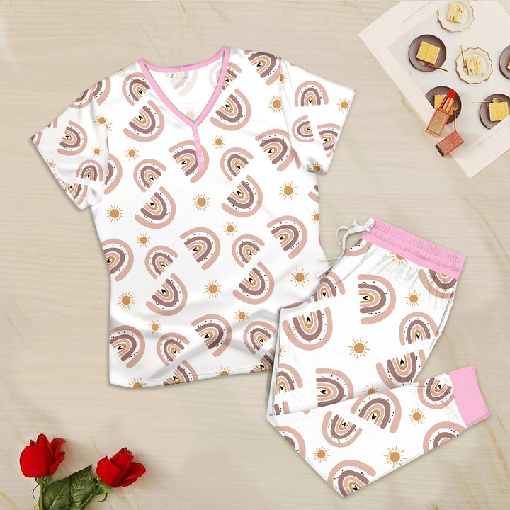 Pink Rainbow Bamboo Outfit for Women – Cheerful and Cozy