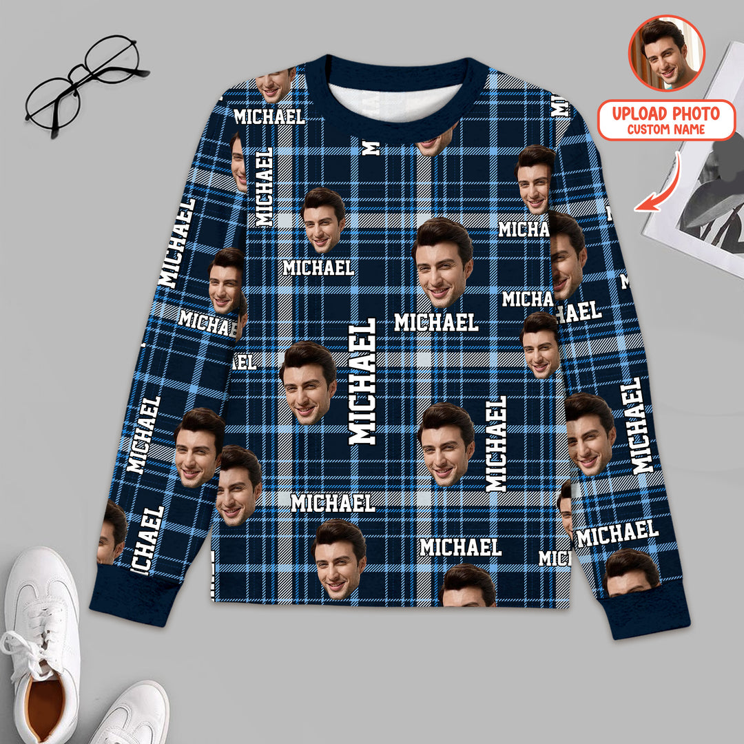Custom Photo Name Kid Men's Pajama Set For Christmas