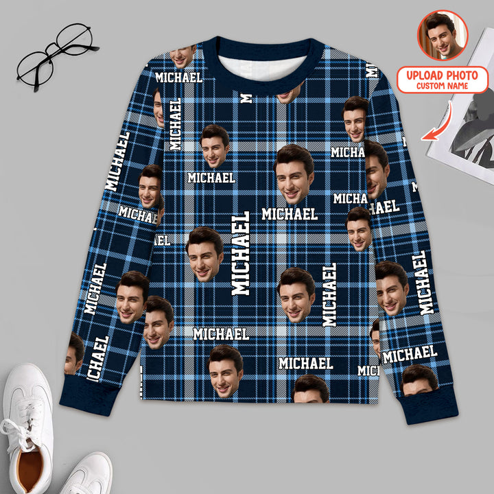 Custom Photo Name Kid Men's Pajama Set For Christmas