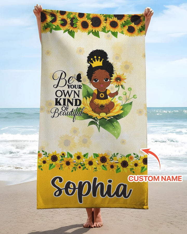 Personalisiertes Sonnenblumen-Königin Bambus-Strandtuch