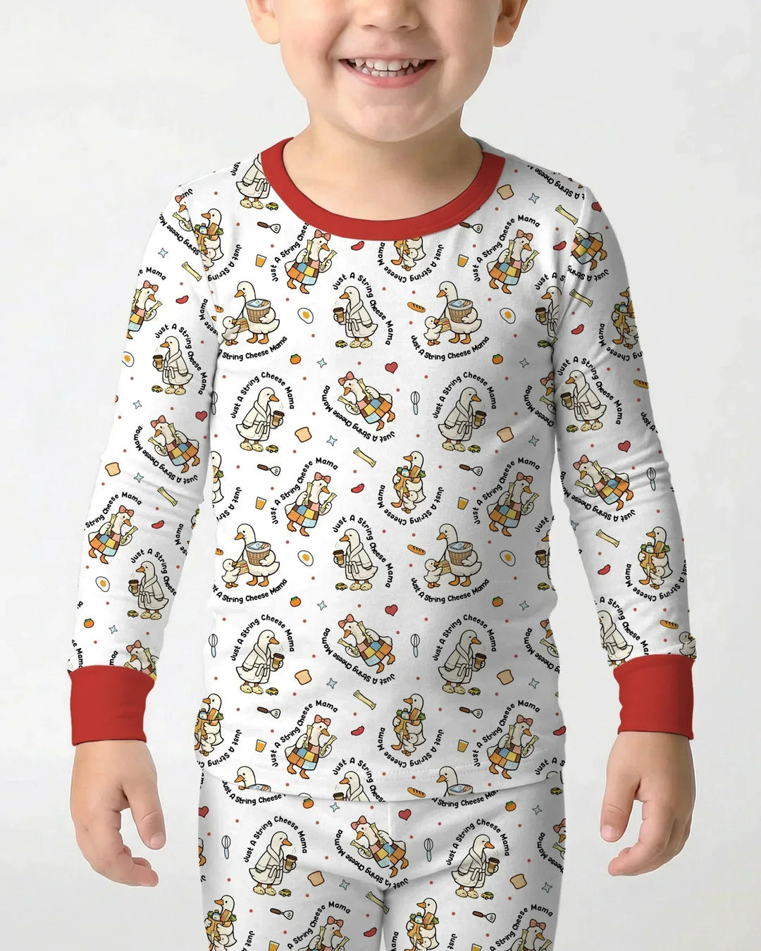 Just A String Cheese Mama Era Mommy & Me Bamboo Two Piece Long Sleeve Pajama Set