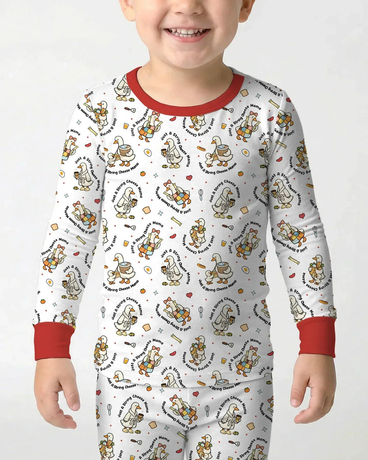 Just A String Cheese Mama Era Mommy & Me Bamboo Two Piece Long Sleeve Pajama Set