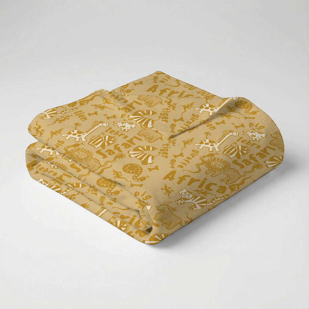 Handdrawn African Animals Swaddle Blanket