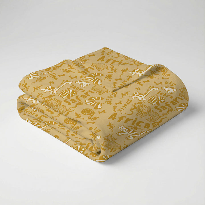 Handdrawn African Animals Swaddle Blanket