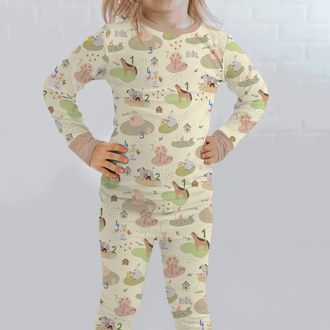 Farm Animal Counting Two Piece Long Sleeve Pajama Set