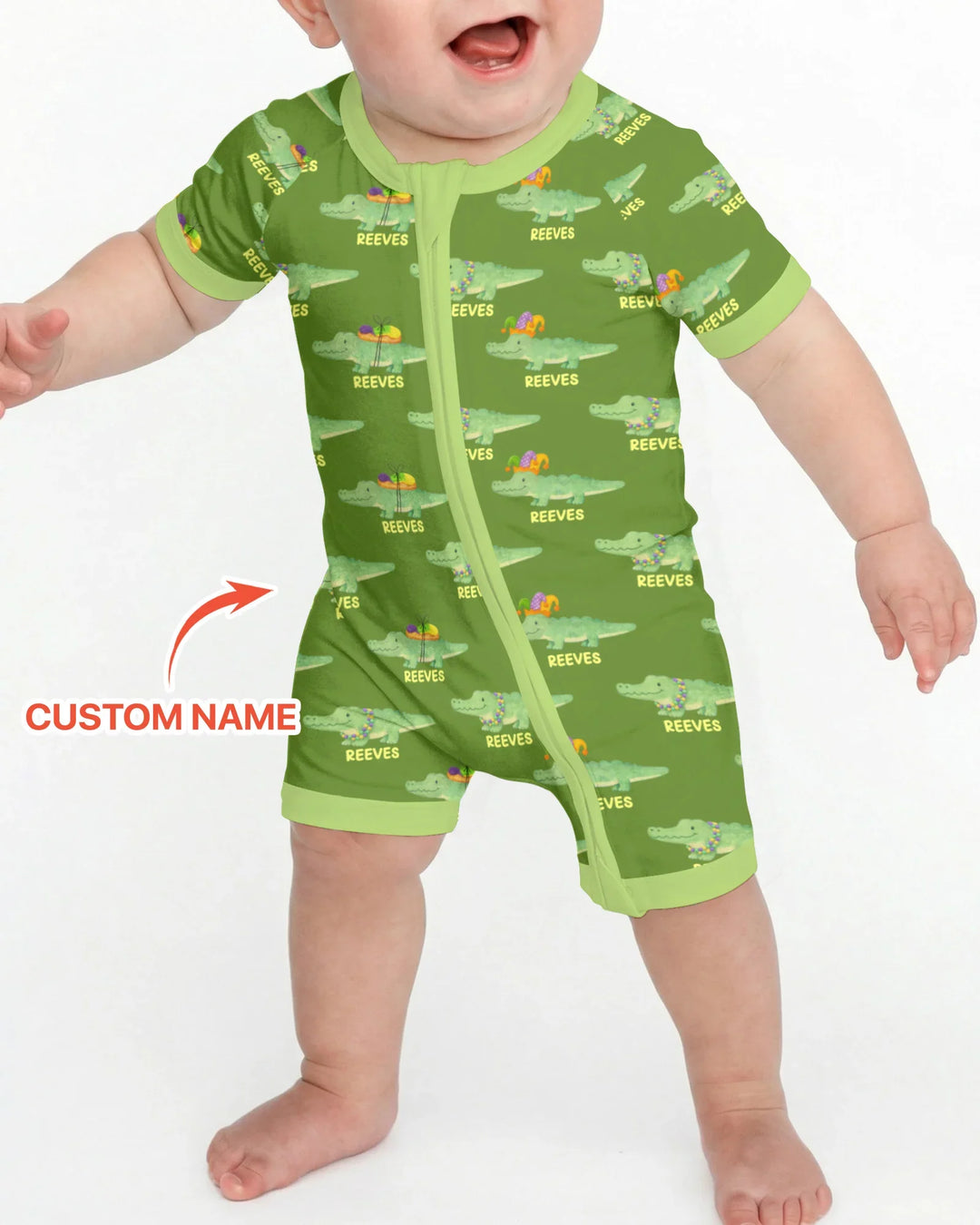 Custom Name Mardi Gras Gator Shorty Zippy