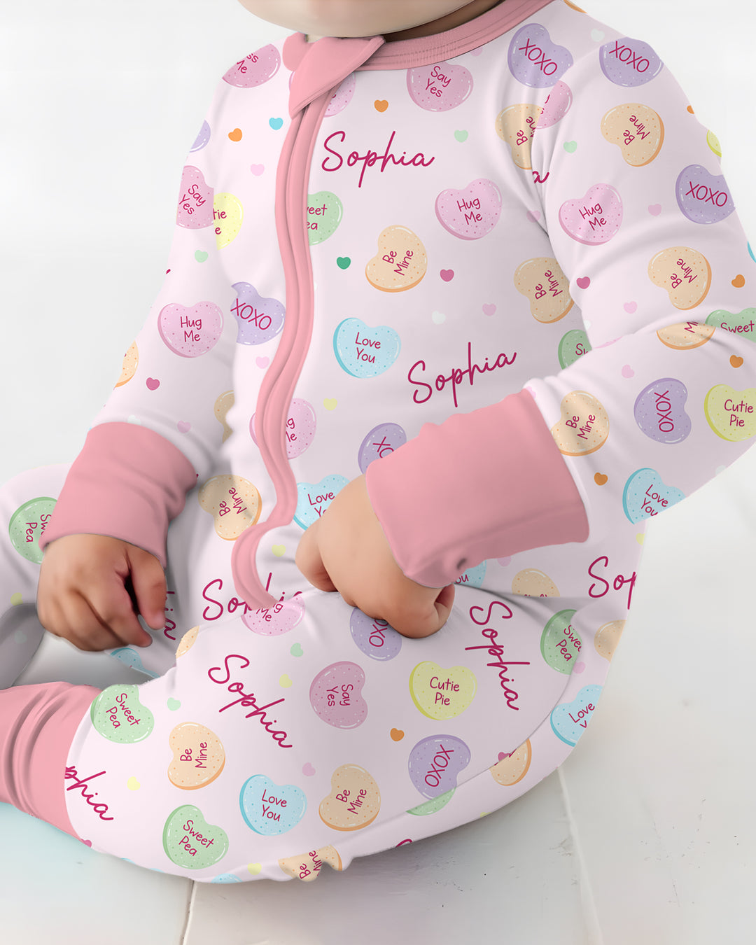 Custom Name Colorful Candy Hearts Family Matching Convertible Zippy