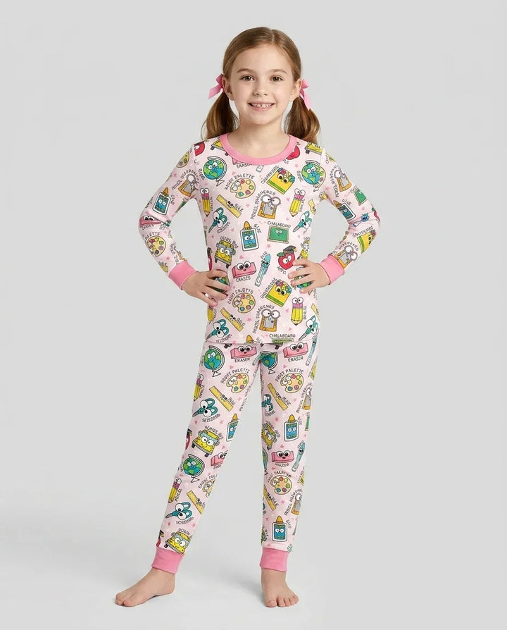 Conjunto de pijama de dos piezas de bambú con mangas largas, plantilla PERSONALIZADA
