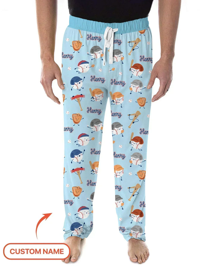 Custom Name Ballparl Family Matching Bamboo Men's Pajama Set