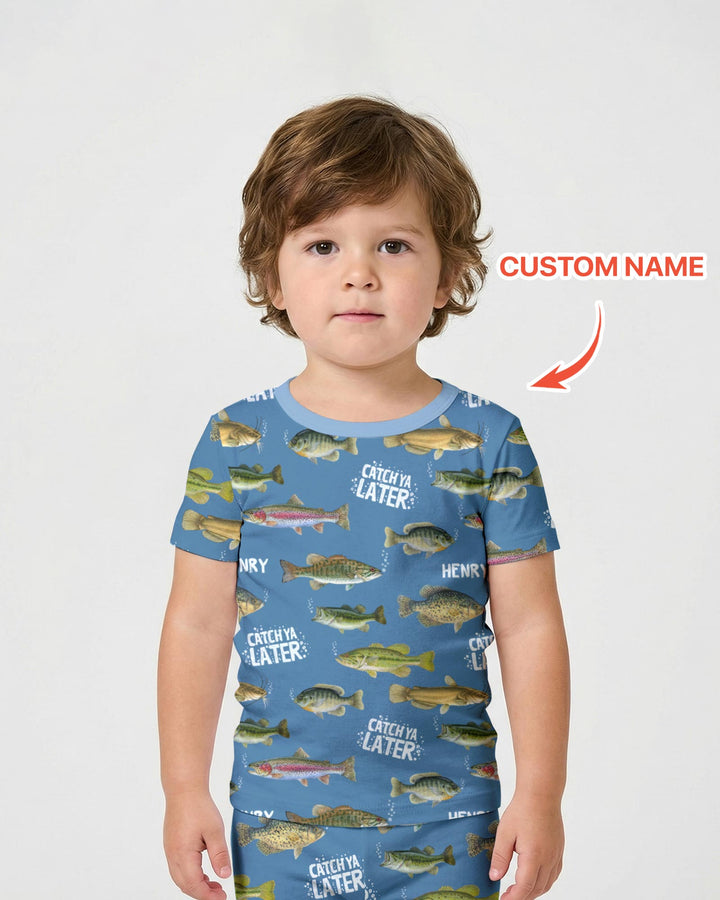 Catch Ya Later Matching Daddy & Me Two Piece Short Sleeve Shorts Pajama Set