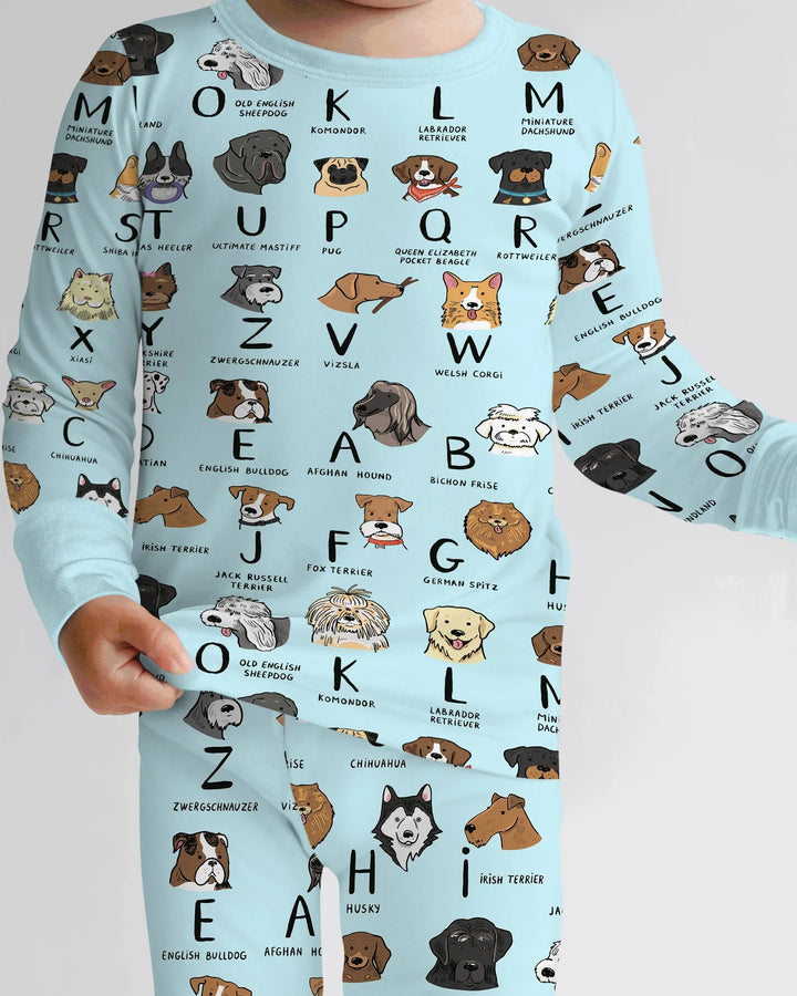 Funny Dogs Alphabet Two Piece Long Sleeve Pajama Set