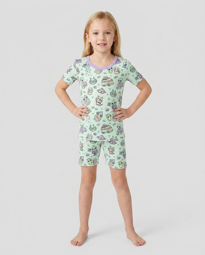 Little Alien Explorer Bamboo Two Piece Short Sleeve Shorts Pajama Set