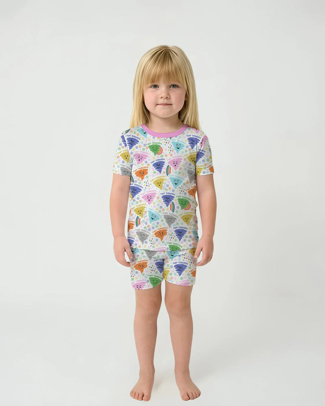 Tornado Family Matching Bamboo Two Piece Short Sleeve Shorts Pajama Set