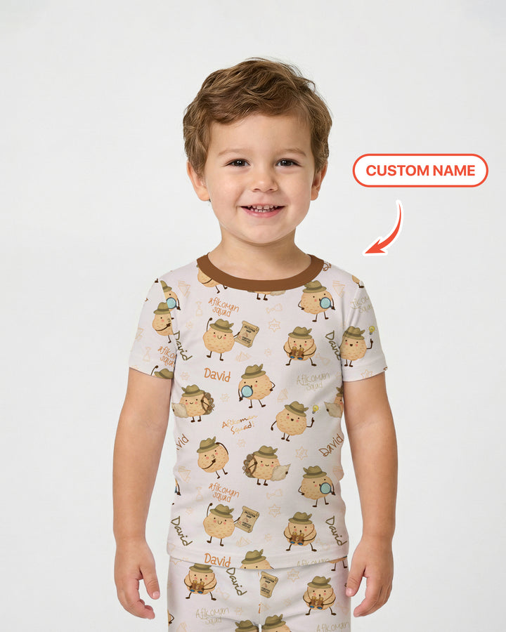 Custom Name Passover Afikoman Two Piece Short Sleeve Pajama Set