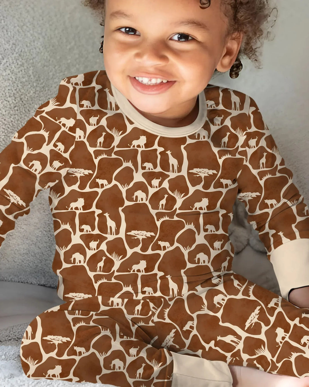 Conjunto de pijama de dos piezas de manga larga de bambú Wild Kingdom