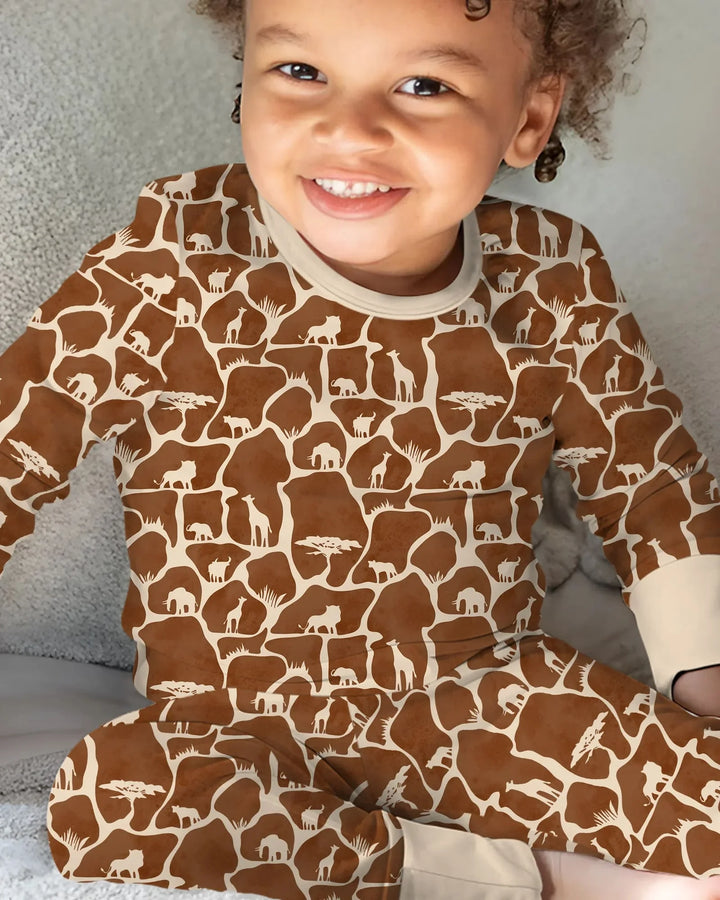 Conjunto de pijama de dos piezas de manga larga de bambú Wild Kingdom