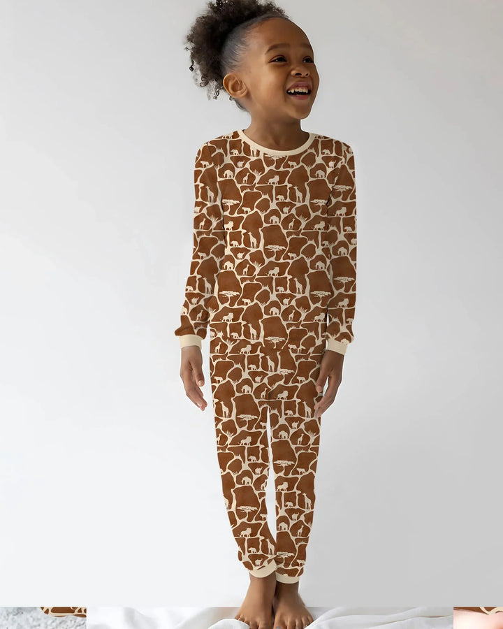 Conjunto de pijama de dos piezas de manga larga de bambú Wild Kingdom