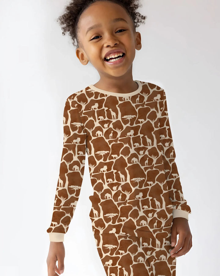 Conjunto de pijama de dos piezas de manga larga de bambú Wild Kingdom
