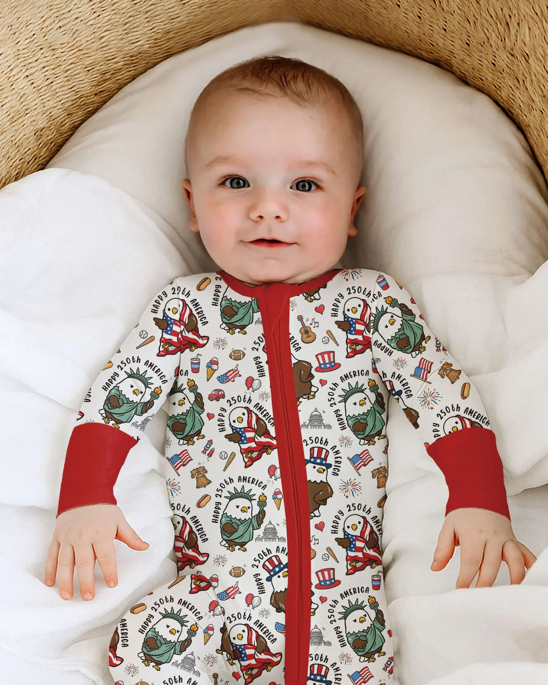 Happy 250th America Cute Patriotic Eagles Family Matching Bamboo Convertible Zippy