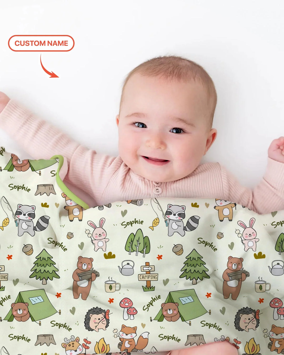 Custom Name Little Camp Buddies Bamboo Blanket
