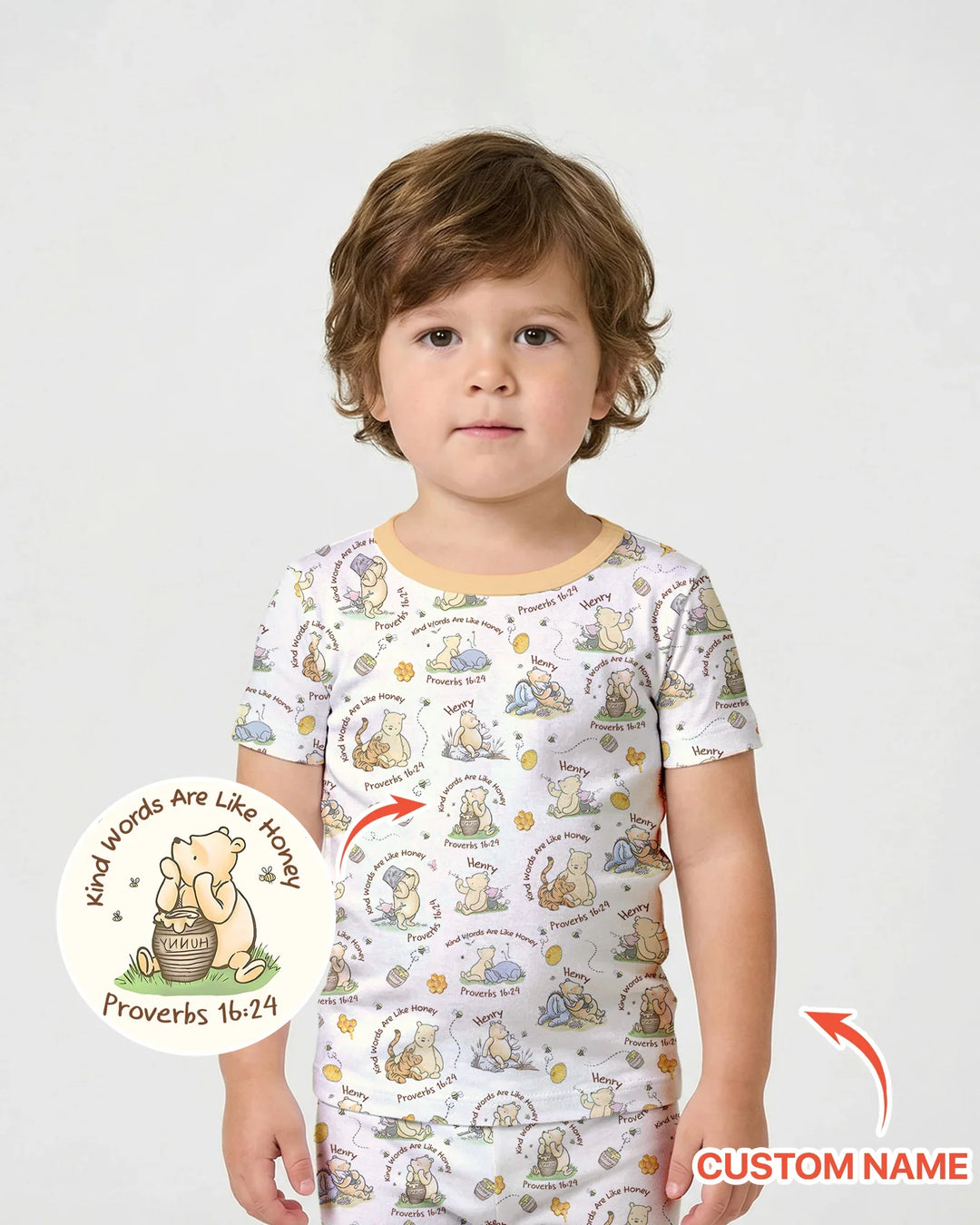 Kind Words Are Like Honey Custom Name Bamboo Two Piece Short Sleeve Shorts Pajama