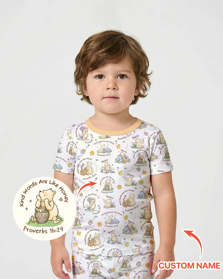 Kind Words Are Like Honey Custom Name Bamboo Two Piece Short Sleeve Shorts Pajama