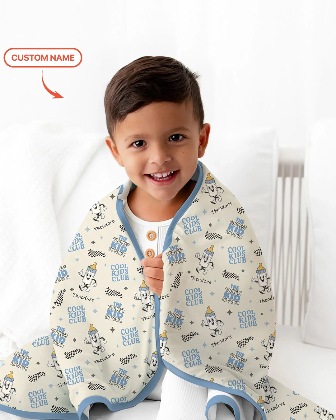 Manta de bambú a juego con nombre personalizado "Cool Club Daddy & Me"