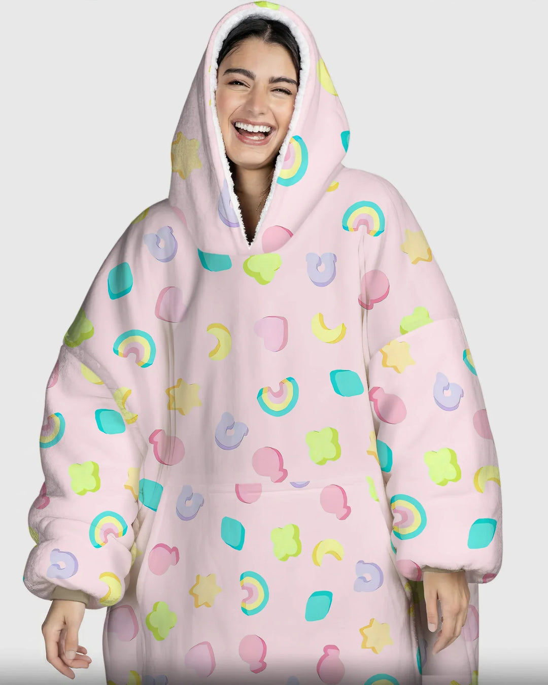 Pastel Lucky Charms Scatter Wearable Blanket Hoodie