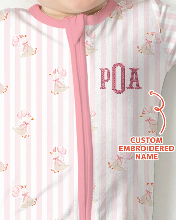 Custom Name Embroidered Birthday Girl  Bamboo Convertible Zippy