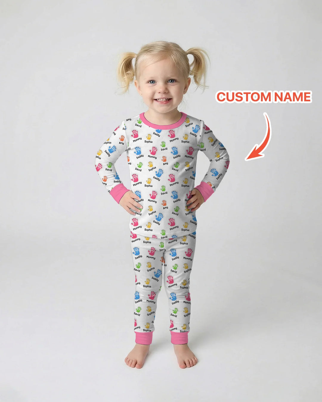 First Mother Day - Handprints Bamboo Two Piece Long Sleeve Pajama Set