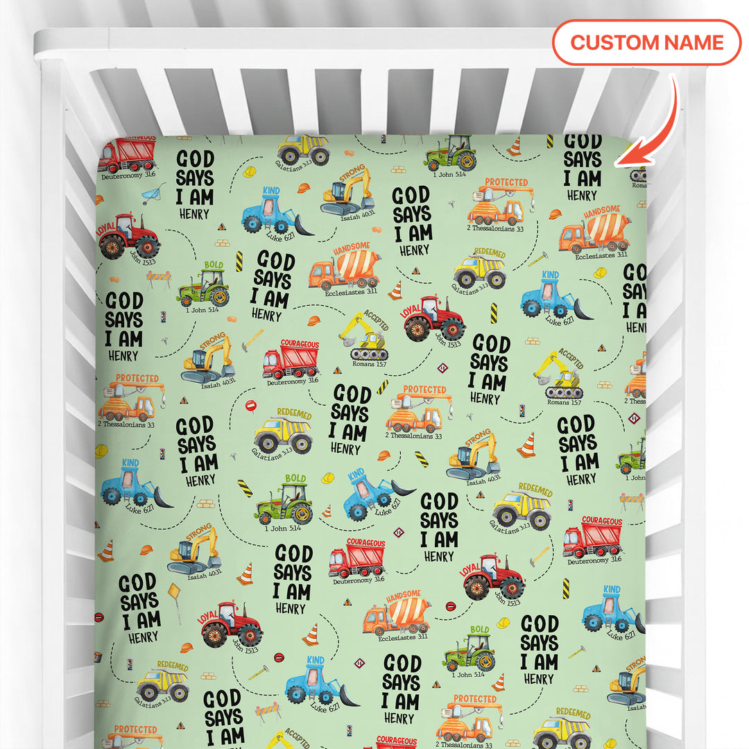 God Says I Am Boy Fitted Crib Sheet