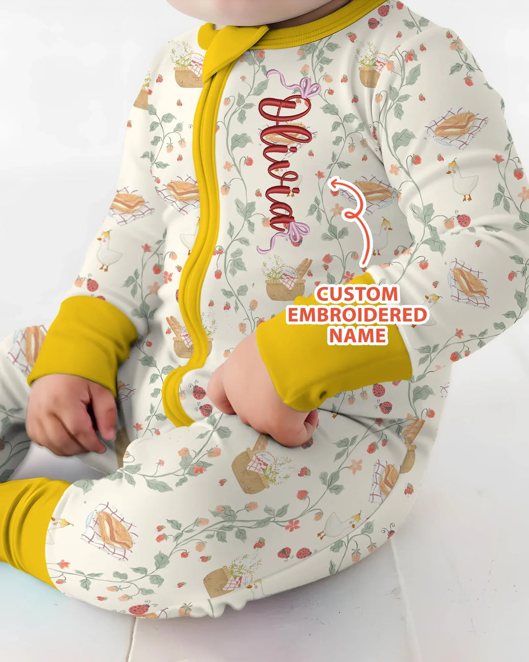 Custom Name Embroidered Picnic Time Bamboo Convertible Zippy