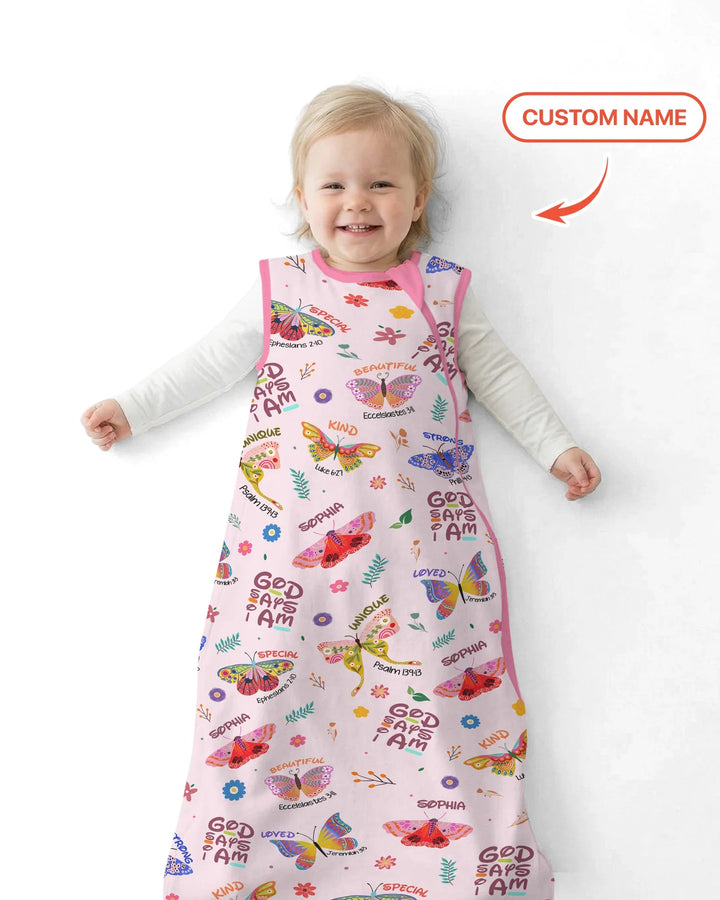 Nombre Personalizado Dios dice que soy Mariposa Bambú Saco de Dormir