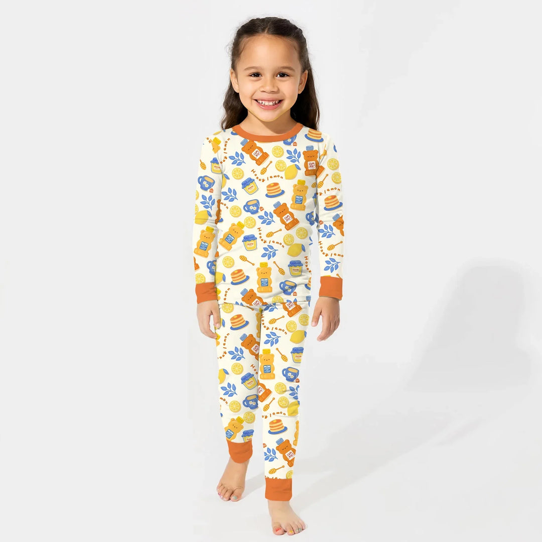 Honey Bear Bottle Two Piece Long Sleeve Pajama Set