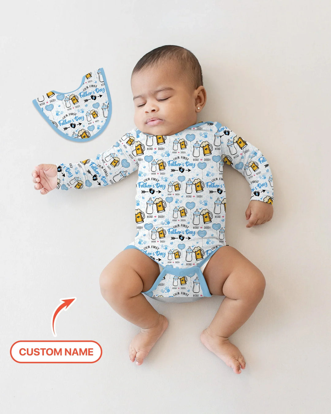 Custom Name First Father's Day Drink Bamboo Bodysuit