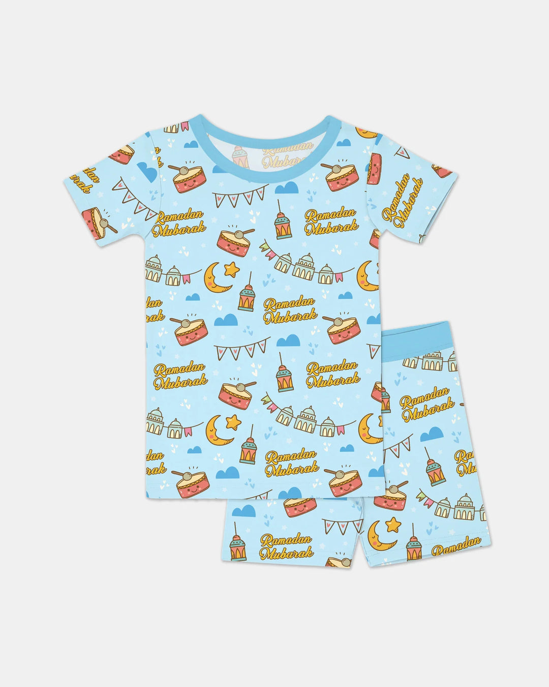 Ramadan Mubarak Two Piece Short Sleeve Shorts Pajama Set