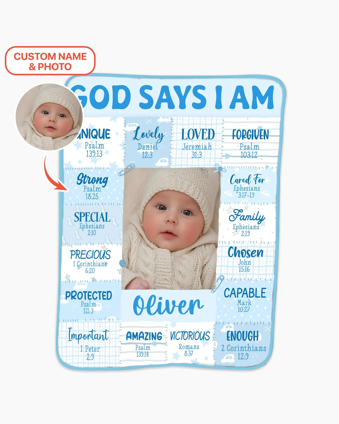 Custom Photo God Says I Am Bamboo Blanket