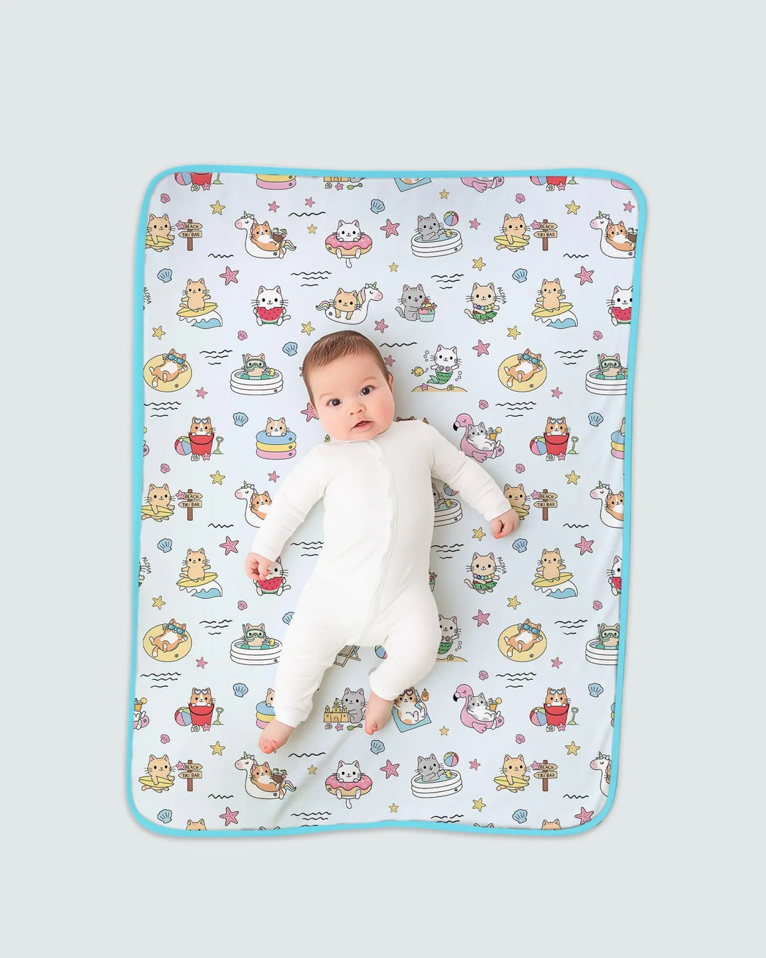 Kawaii Cats Summer Vacation Bamboo Blanket