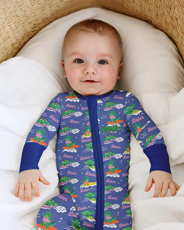 Zippy convertible de bambú con caimán bordado para verano